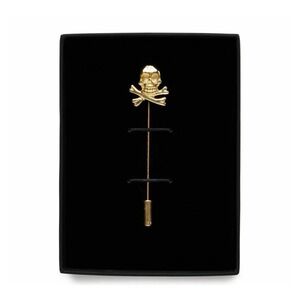 John Henric Gold Skull Crossbones Stick Pin Lapel Hat Pin